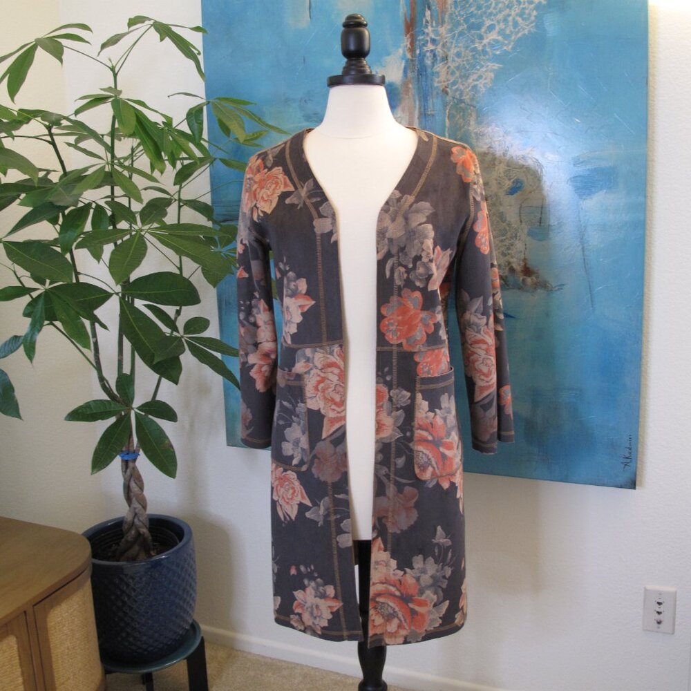 ANTHROPOLOGIE Open Front Rose Kimono Jacket - Picture 2 of 11